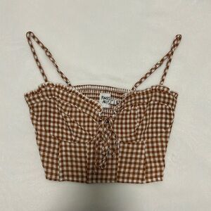 Princess Polly Brown Gingham Bustier Crop Top